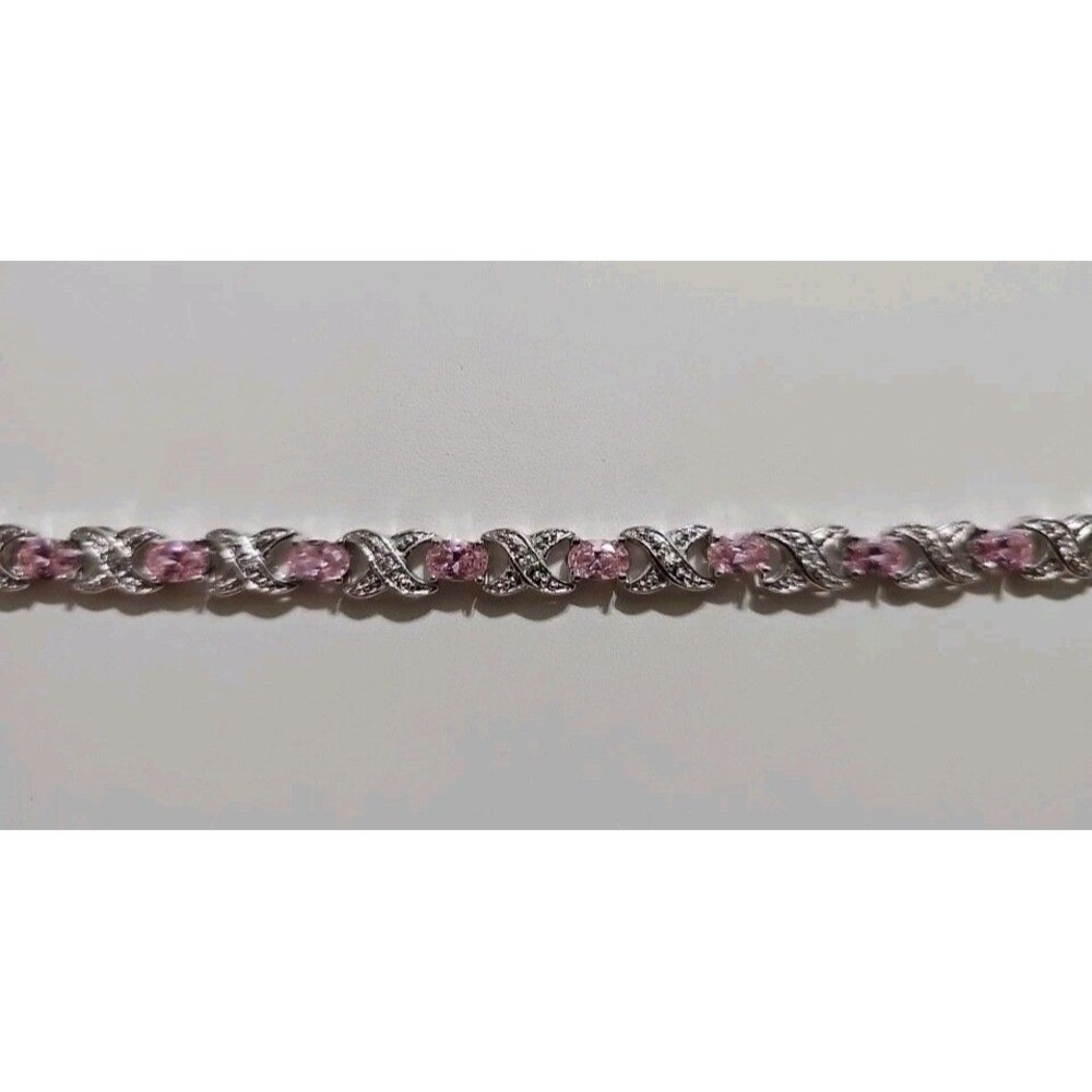 Pink Amethyst Silver 925 Bracelet